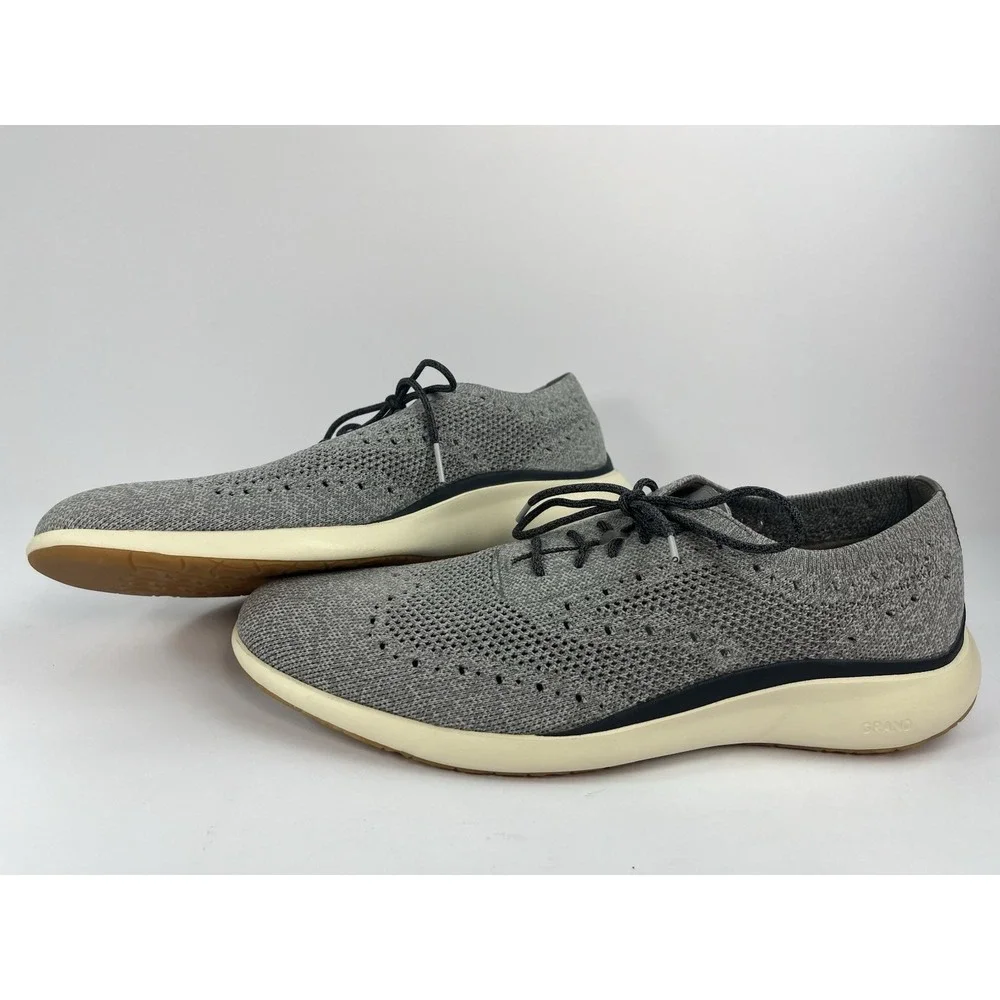 Cole Haan Grand Troy Men's Size 12 US Gray Knit Wingtip Oxford Shoes C33769